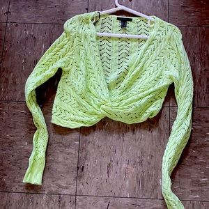 Forever 21 lime green tie up sweater
